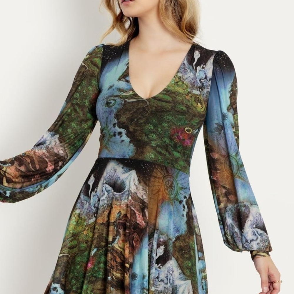 Blackmilk Termina Map Sheer Romance Dress